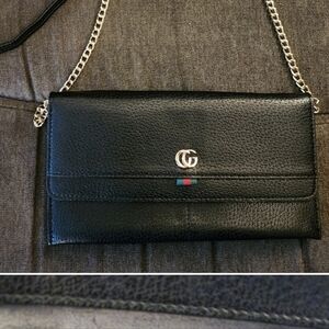 Black Gucci Crossbody Chain Wallet
